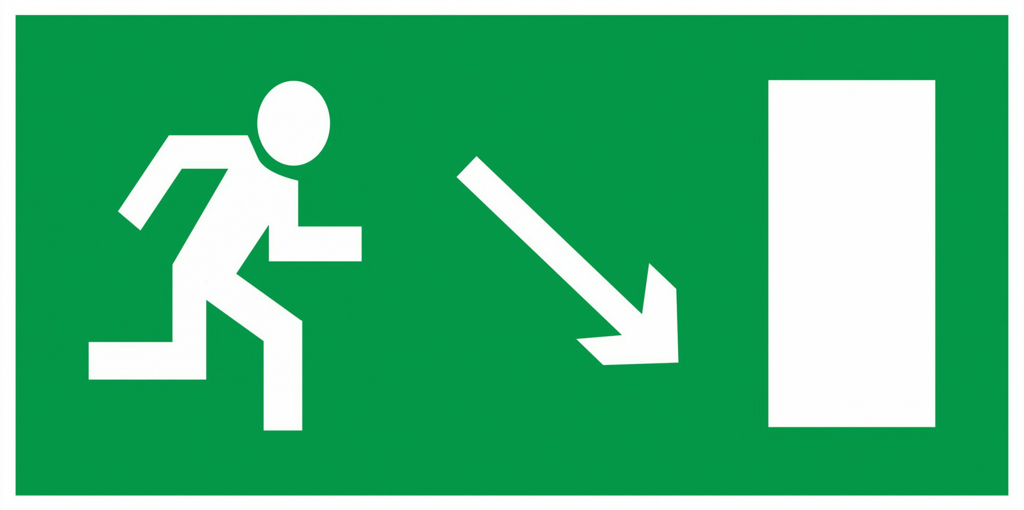 (Знак 2.18) Направление к эвакуационному выходу направо вниз - фото